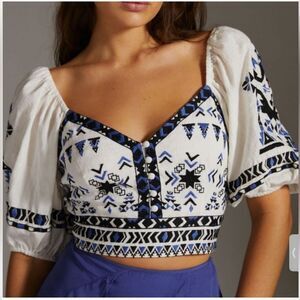 Anthropologie Puff-Sleeve Deco Blouse